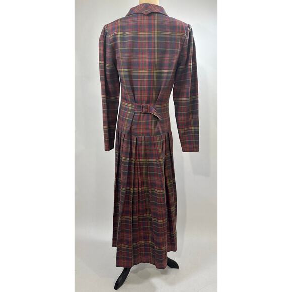 Vintage Laura Ashley Size 6 Plaid Tartan Double-Breasted Drop Waist Riding Dress - Picture 7 of 15
